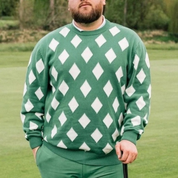 Bogey Boys Rhombus Sweater Golf Diamond Crewneck Macklemore Men’s S Green NWT - Picture 1 of 9